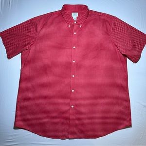 Men's L.L. Bean XXL 2XL Red White Checkered Traditional Fit Short Sleeve AC2
